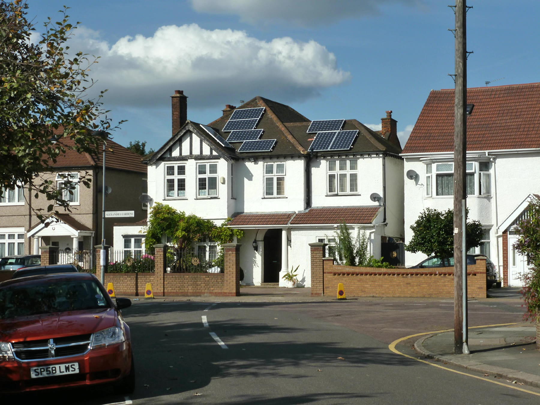 Clean suburban rooflines with aligned solar panels